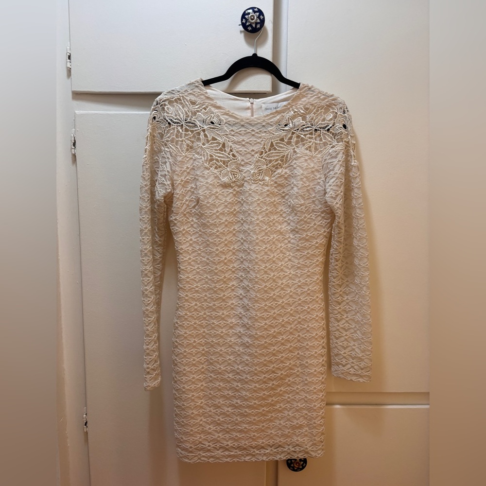 Dress the Population Cream Lace Long Sleeve Dress